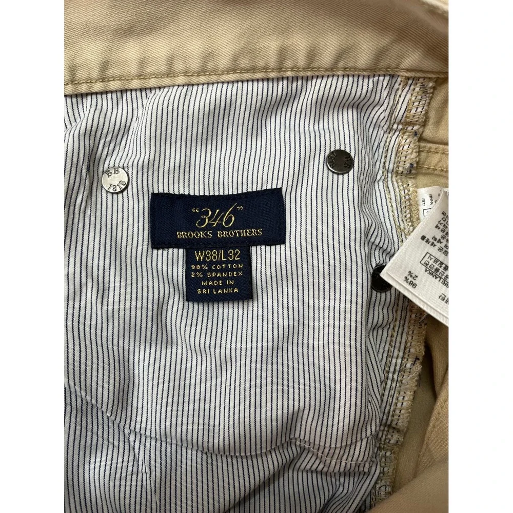 Brooks Brothers 346 Mens Khaki Chino Pants Stretch Cotton 38x32 Preppy Business